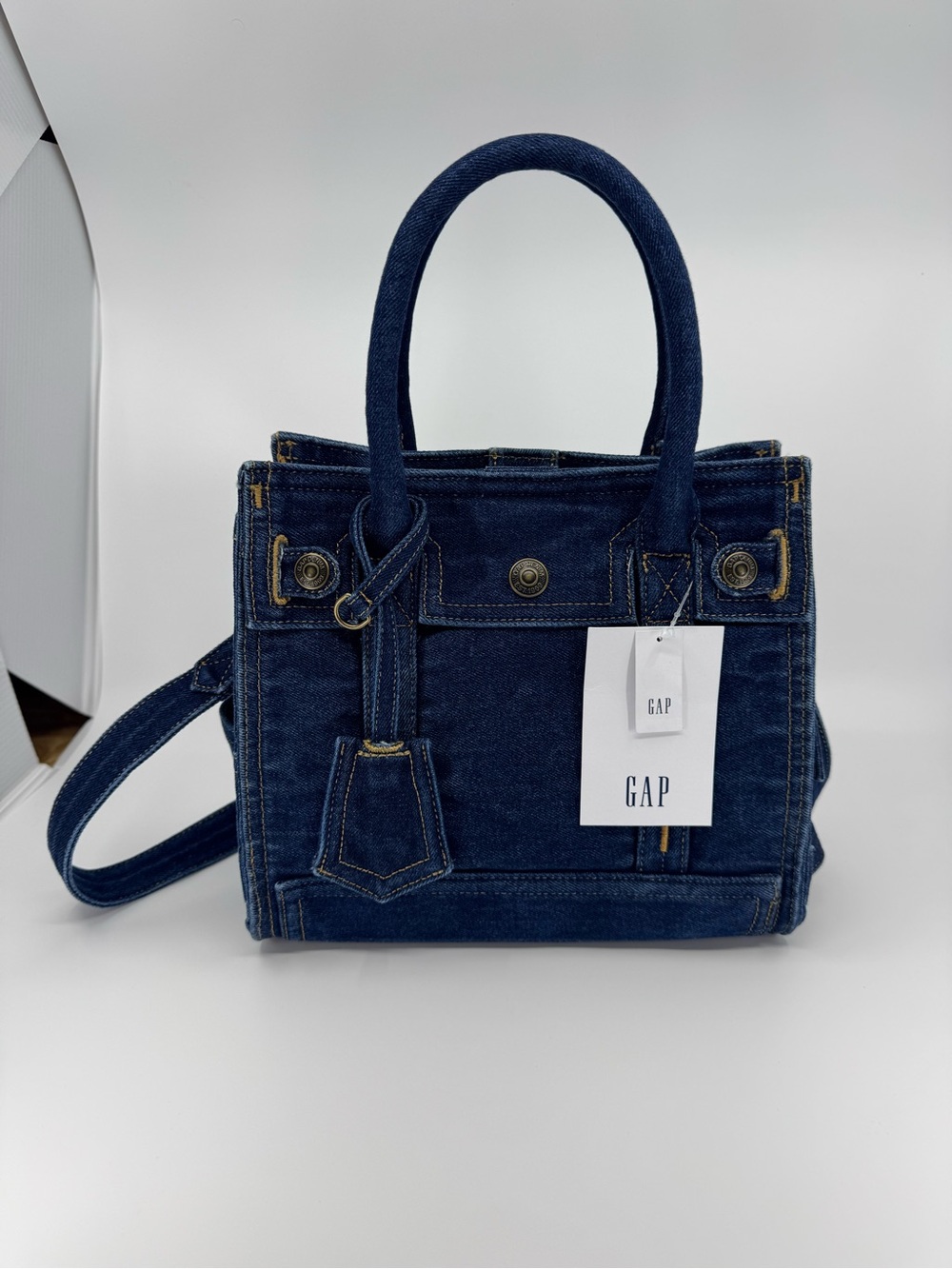GAP Small Denim Five Pocket Tote Dark Wash